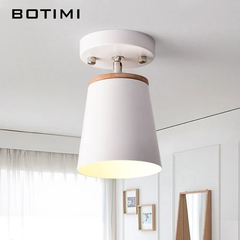 

BOTIMI LED Wall Lamp Wooden Wall Sconce Adjustable Luminaira Metal Lampshade Bedside Light White Reading Lighting Fixture