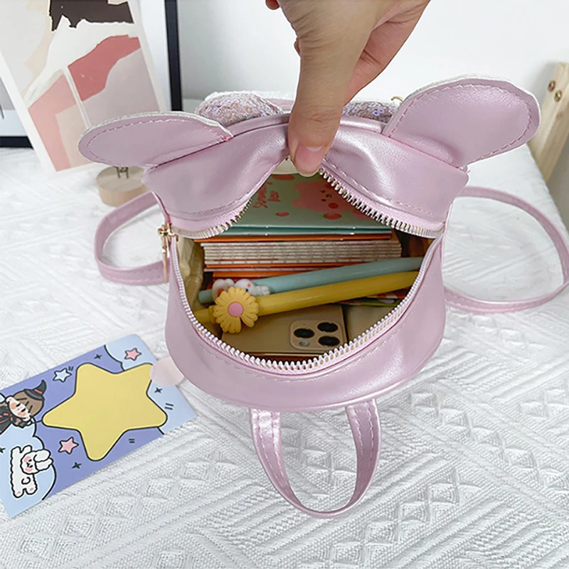 Sparkling Rabbit Ears Mini Backpack Mini Storage Bag Key Bag Zero Wallet Makeup bag