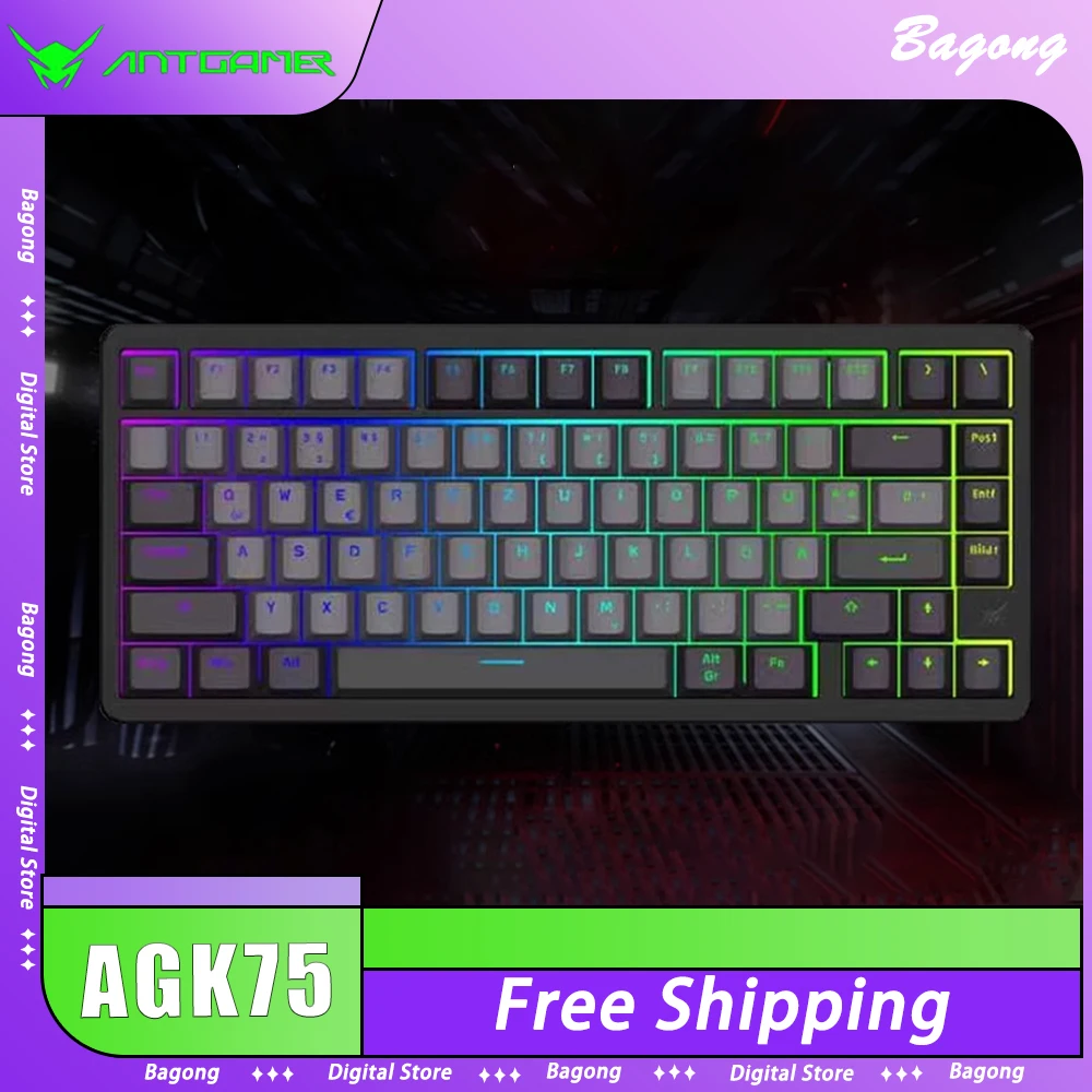 

ANTGAMER AGK75 Mechanical Keyboard Magnetic Switch Aluminium Alloy Three Mode RGB Gaming Keyboard Customized Waterproof Pc Gamer