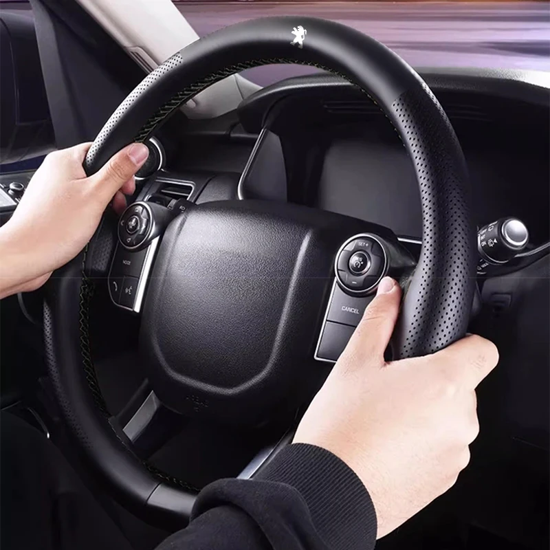 

Black Artificial Leather Steering Wheel Cover Hand Sewing Car Steering Wheel Covers For Peugeot 307 SW 2005-2008 307 2001-2008