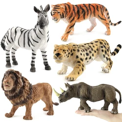 Realistic Simulated Wild Animals Big Hollow Model Leopard Tiger Lion Elephant Zebra Collection Toys For Children Birthday Gifts