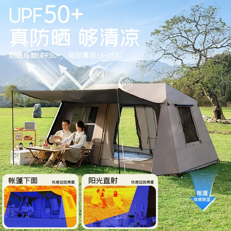 13ft Automatic Quick Opening Tent Canopy 2 in 1 Oversized Outdoor Camping Vinyl Sunshade Rain Protection Roof Ridge Design