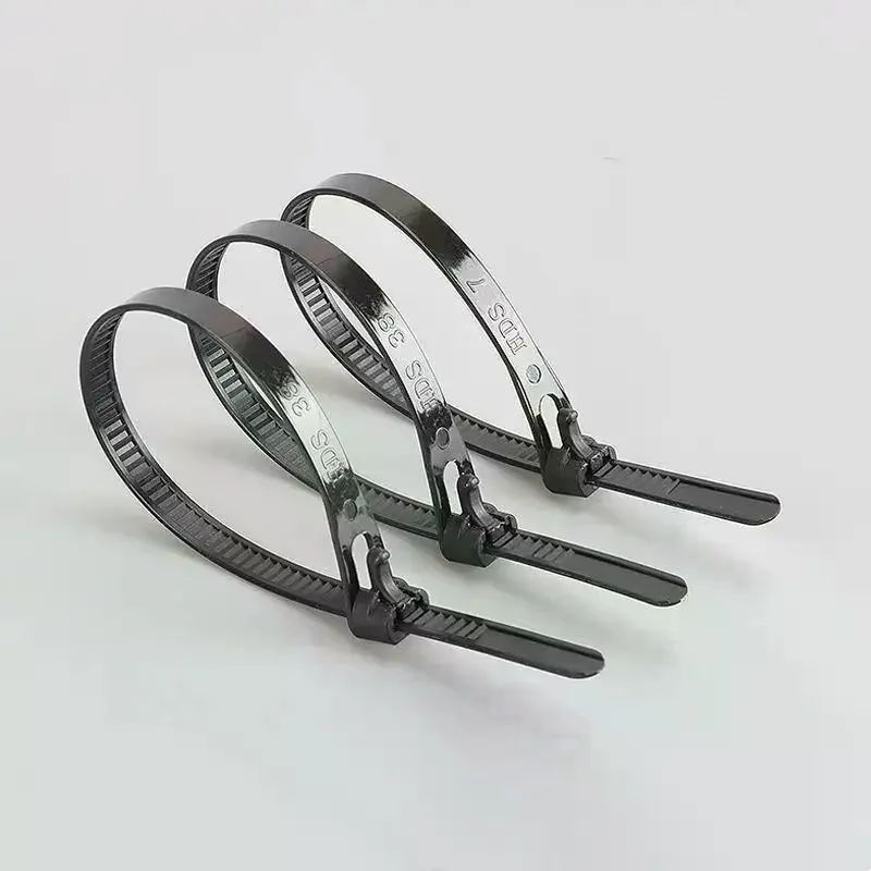 100Pcs Removable Recyclable Black White Buckle Zip Ties Reusable Cable Straps Cable Lock Loop Nylon Ties