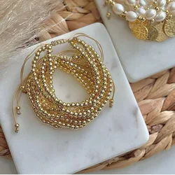 KKBEAD Multilayer Bracelets Jewelry for Women Hight Quality Unfade Copper Gold Plated Beads Bracelets Gold Color Pulseras