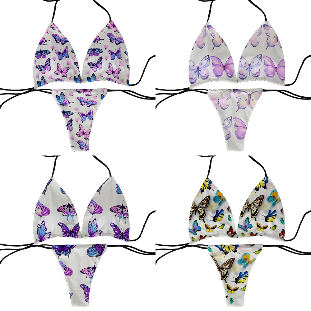 Chimladies-Maillot de bain deux pièces à lacets, design papillon, culotte tanga, bas, sexy, haute qualité, été