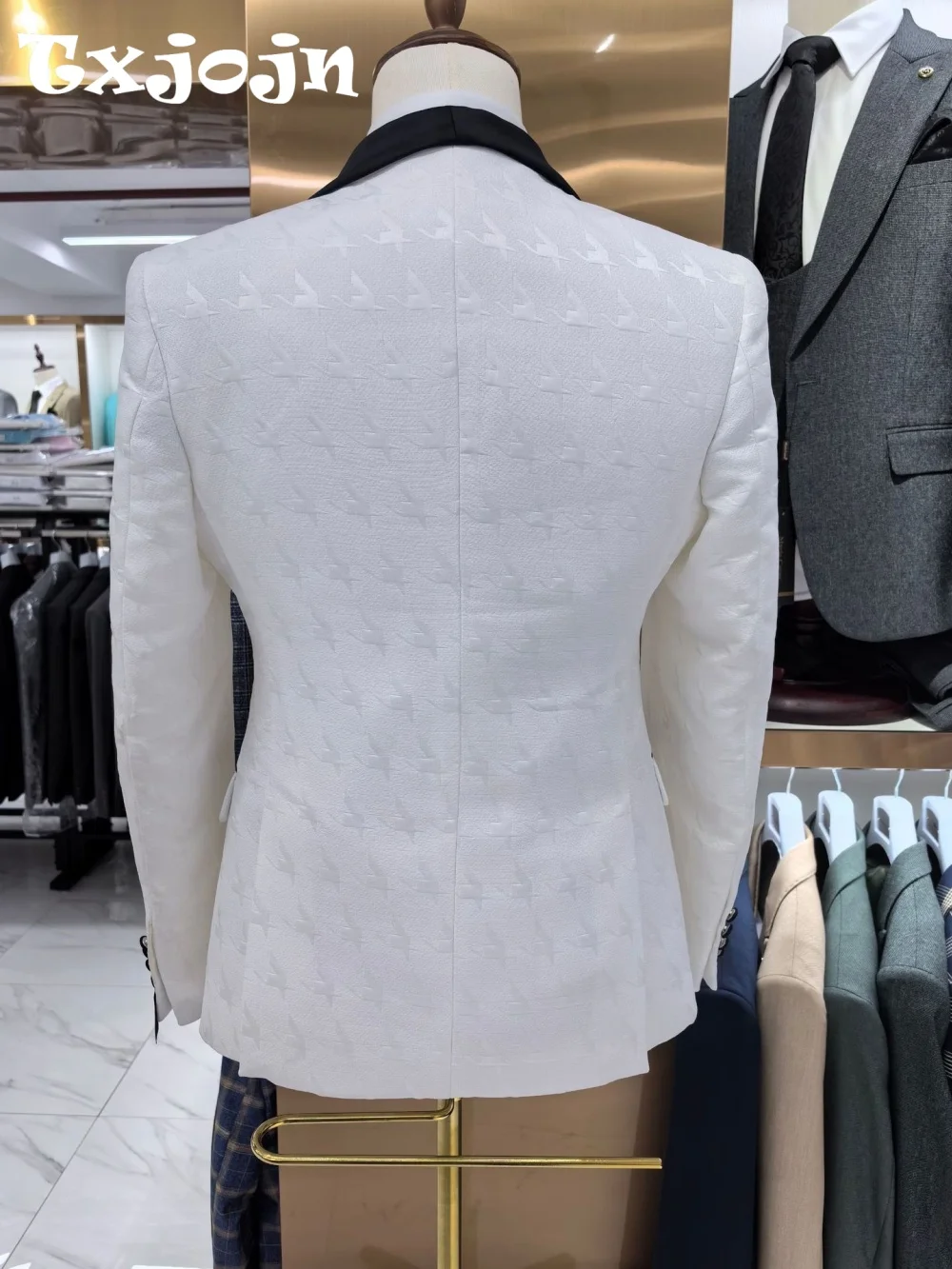 Men Jacquard Suit Set For Wedding 2025 Formal Single Breasted Men Office Suit Elegant Peak Lapel Men For Meeting Suit Customized