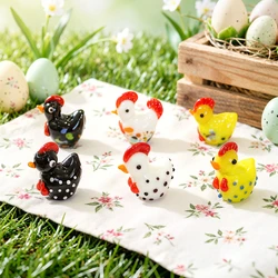 2pcs Cute Handmade Glass Chicken Mini Figurines Ornaments Home Living Room Tabletop Fairy Garden Decor Easter Chick Tiny Statues