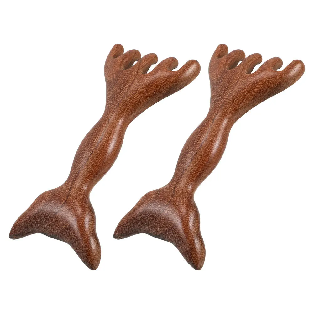 

2 шт. деревянная расческа-массажер для кожи головы, двусторонняя щетка Гуа Ша для акупунктурной терапии головы, портативный ручной массажный инструмент для дома