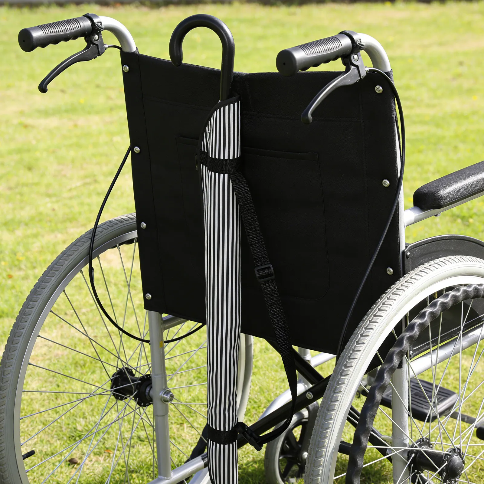 Waterproof Wheelchair Umbrella Storage Bag with Cane Holder for Seniors Disabled Mobility Devices Outdoor Protection Case