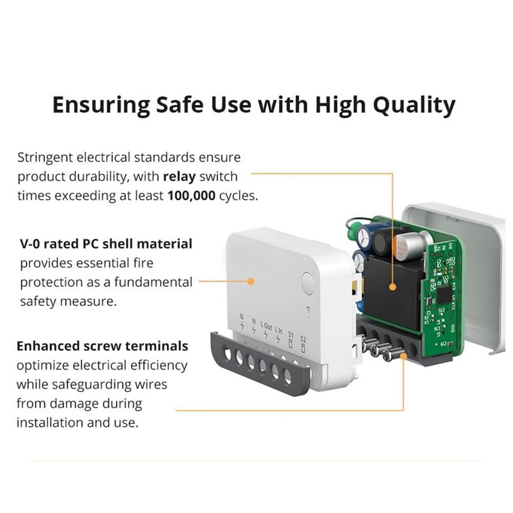 ZBMINIR2 For Zigbee Smart Light Switch Module Compact In‑Wall Controller With Voice Control Compatible For Alexa For Google Home