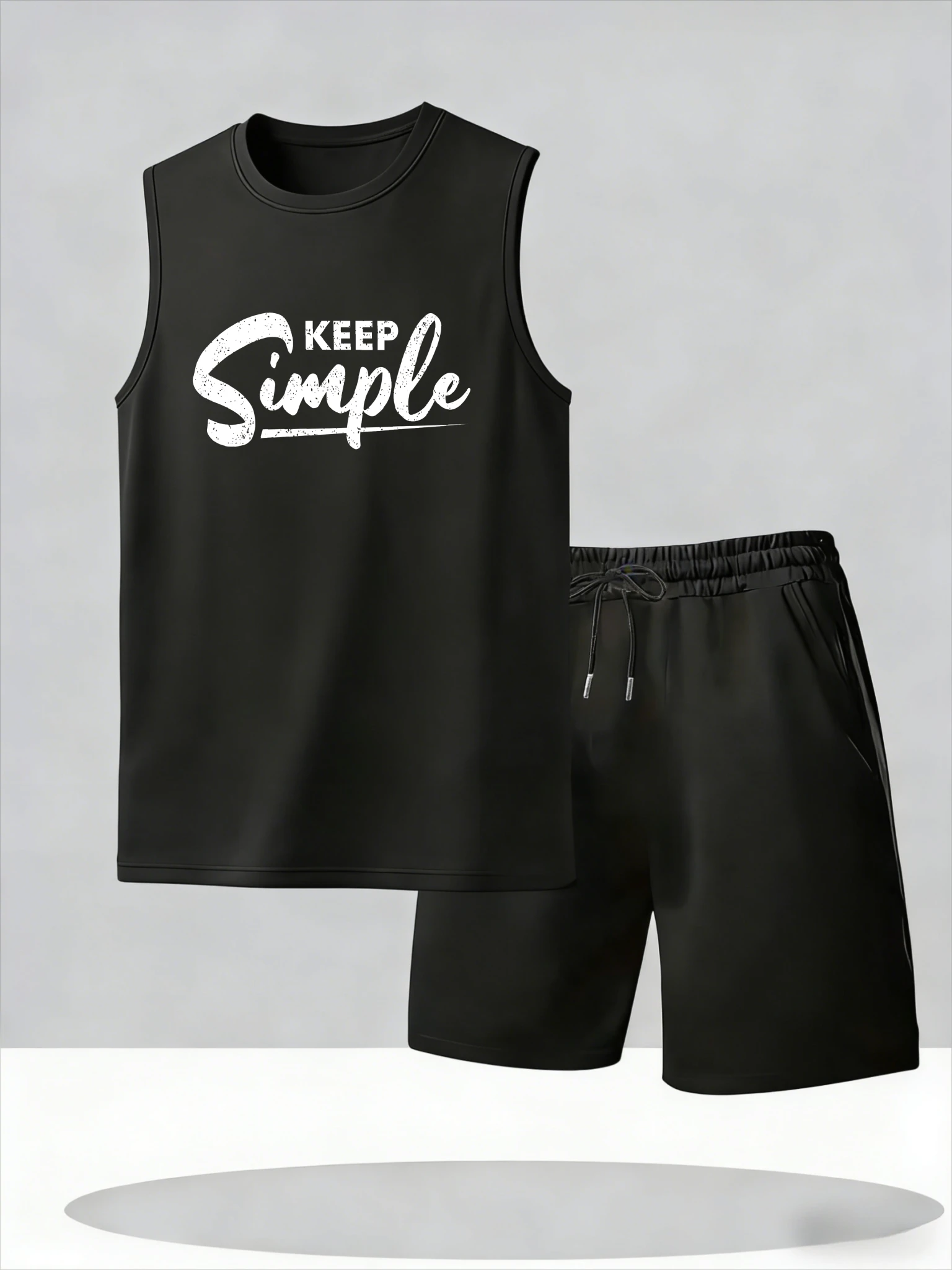 

Men's Tank Top Sets 2026 Summer Thin Quick Dry oversize crewneck beach seaside Breathable sweatshirt set sports suits sports