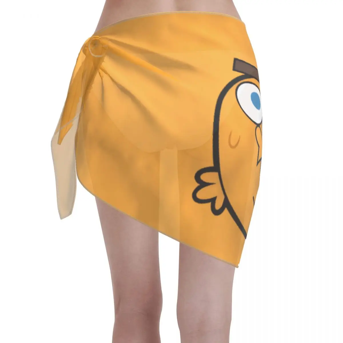 แฟชั่นที่กําหนดเอง Fairly Oddparents ปลา Timmy Casual Beach Dress ตกแต่งการ์ตูนผู้หญิงสั้น Sarongs Beach Wrap สําหรับชุดว่ายน้ํา