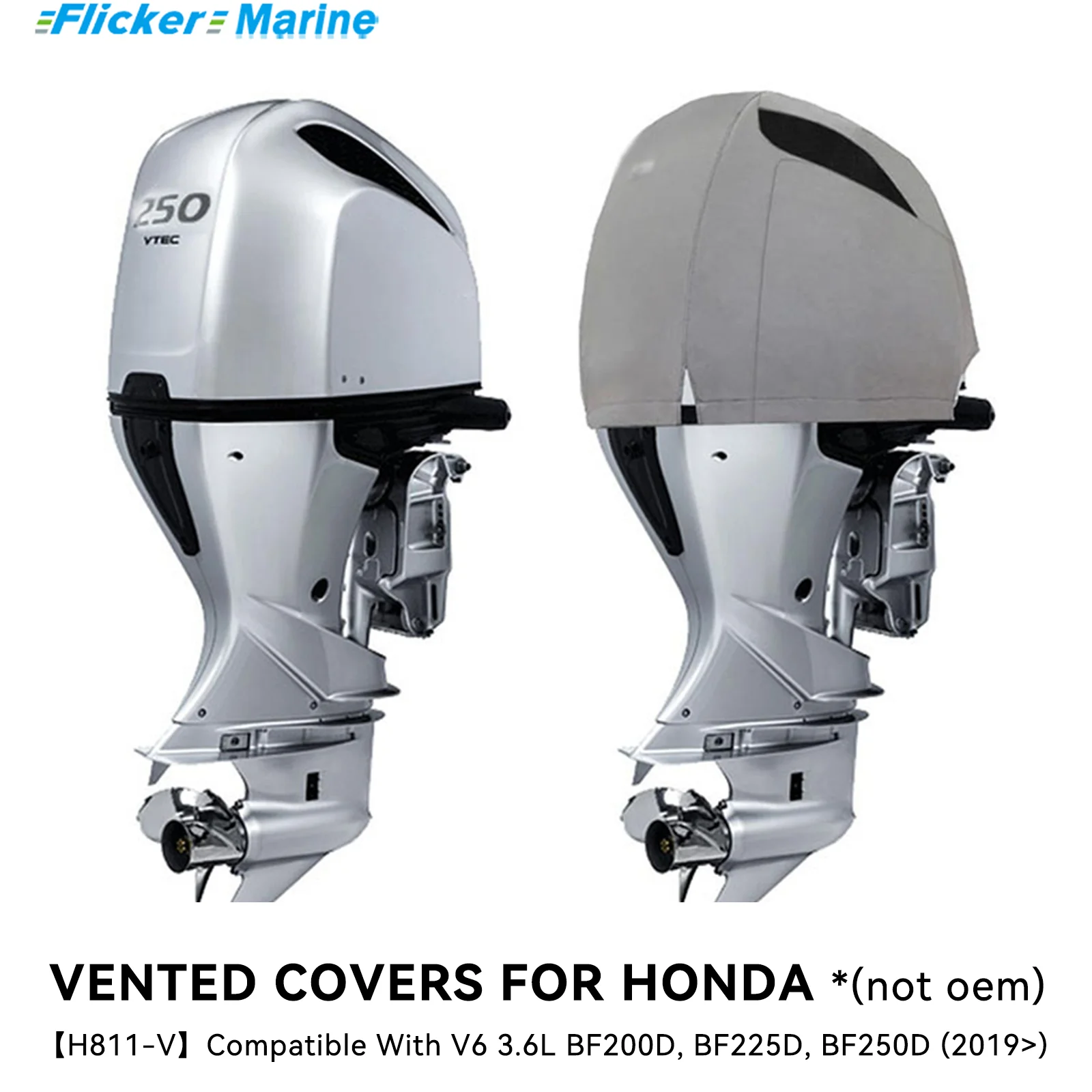 

Мерцающая сверхмощная вентилируемая крышка двигателя, совместимая с Honda BF200D BF225D BF250D (2019+) | Всесезонный, надежная посадка, водонепроницаемый УФ