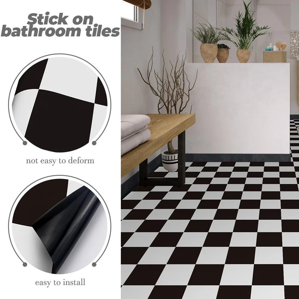 

Waterproof Oilproof Stickers Black White Grid PVC Kitchen Bathroom Wall Tiles Peel Stick Vinyl Self Adhesive Home Decor