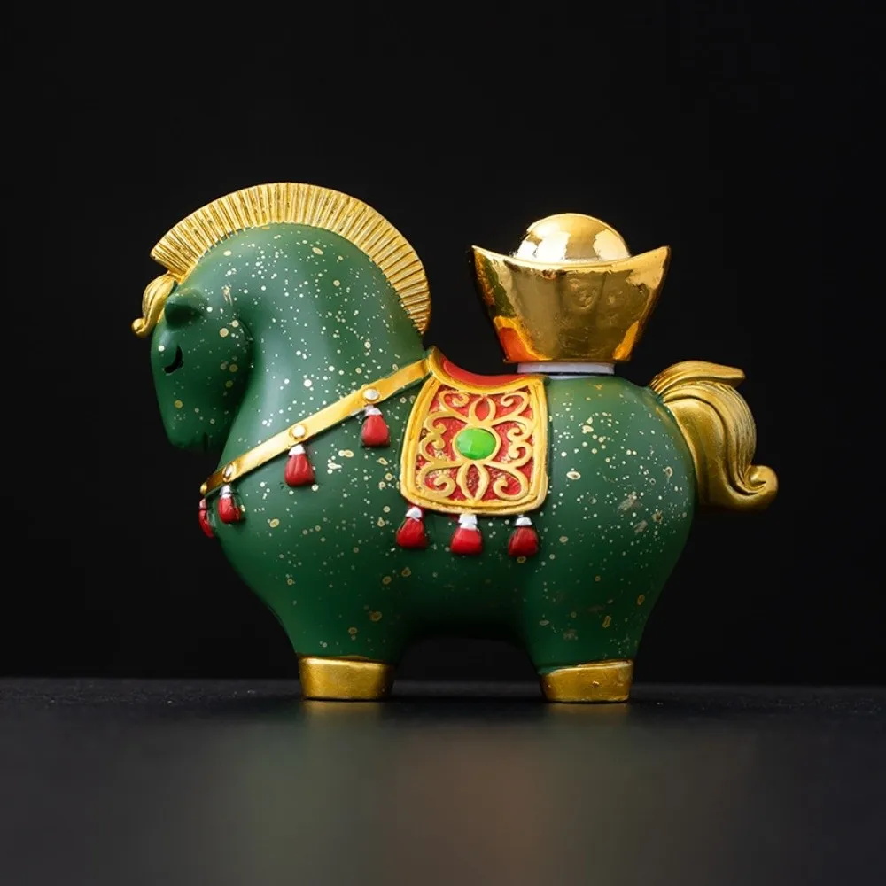 

Resin Horse Figurine Chinese Style Tea Table Decoration Zodiac Horse Ornaments Horse Mascot Rotatable Desktop Ornament Bookshelf