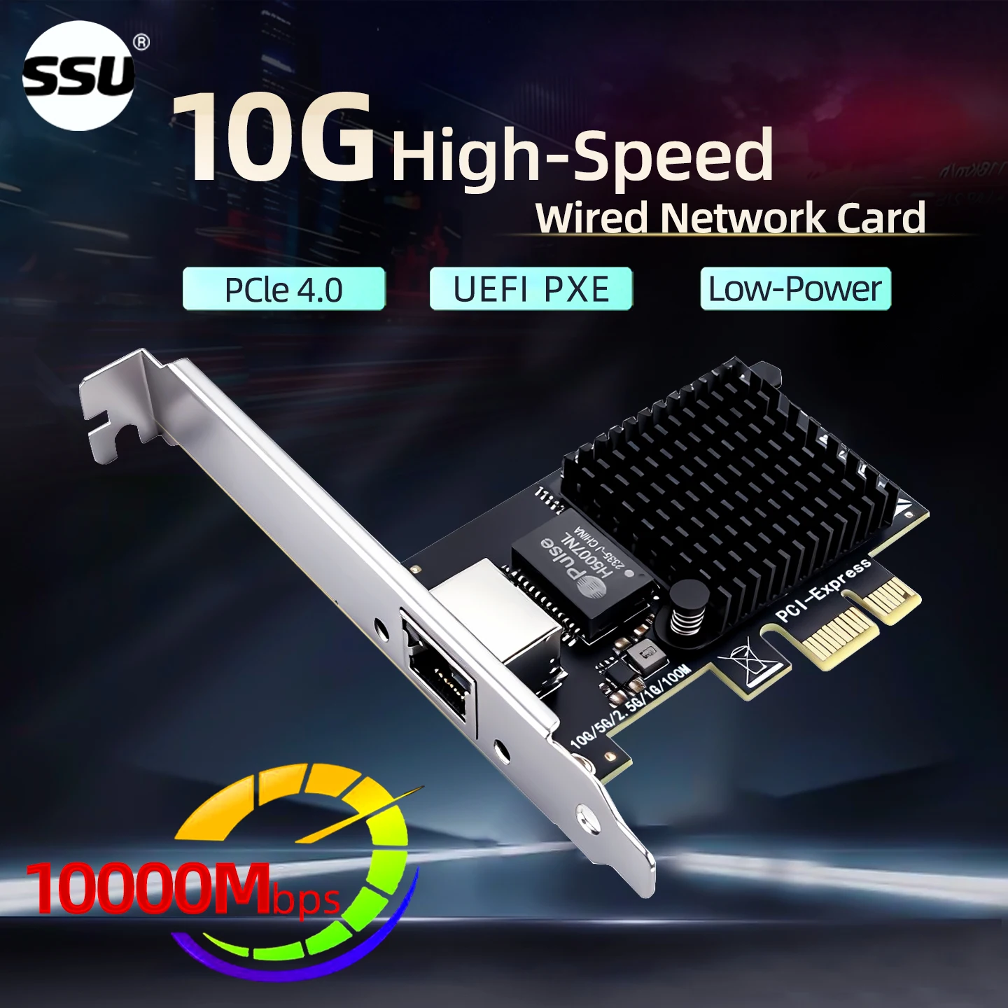 PCIe 4.0 X1 to 10Gbps RJ45 Network Card, Supports UEFI PXE, Compatible with Windows 10/11