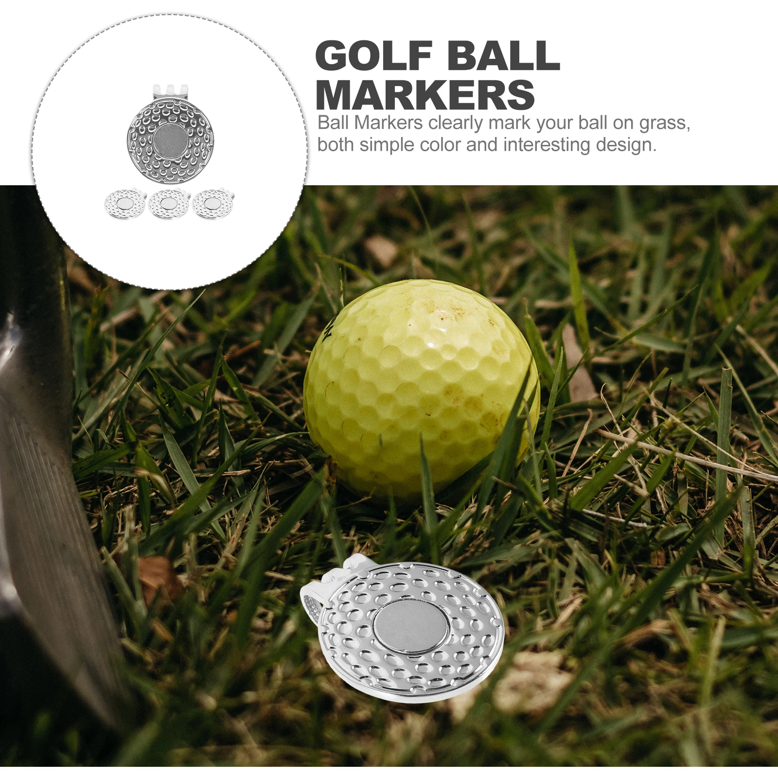 

4pcs Golf Ball Marker Hat Clip 25mm Double Hole Metal Golfs Accessories Durable Lightweight Iron Material Black