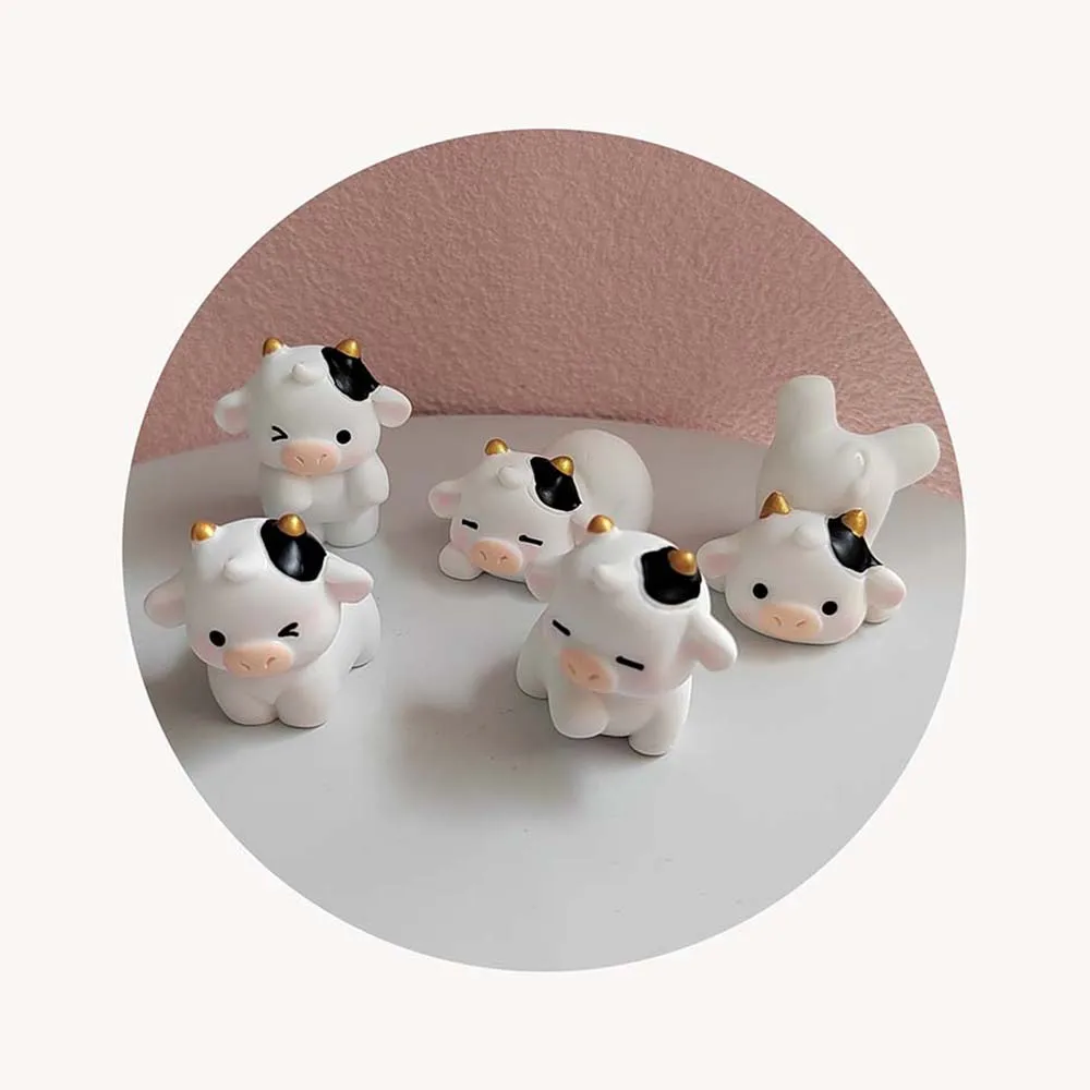 

Cute Cow Small Statue Little Figurine Crafts Figure Ornament Miniatures Room Car Decor