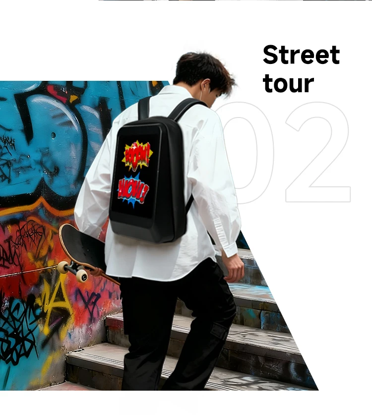 

LOY Smart Kitten LED Backpack Cute Cat Face LED Screen Backpack APP Control DIY Digital Display Backpack for Travel & Riding