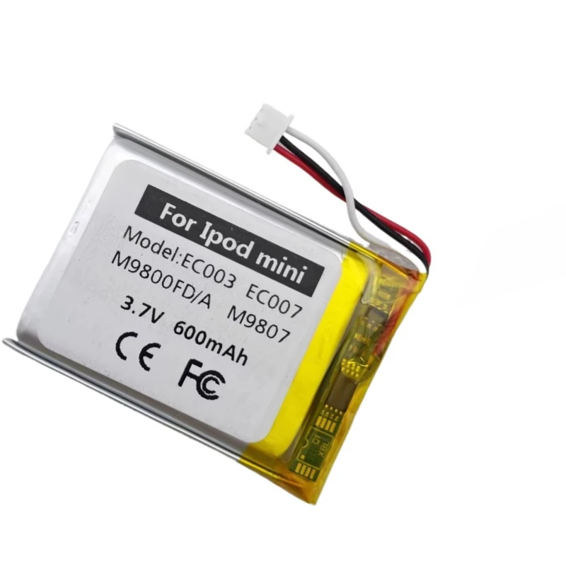 แบตเตอรี่ใหม่ 3.7V 600mAh รุ่น EC003 EC007 สำหรับ iPod Mini M9806 M9804 M9801 M9802 W065 M9807 A1051 M9805 4GB MP3/4 รุ่นที่ 1 และ 2
