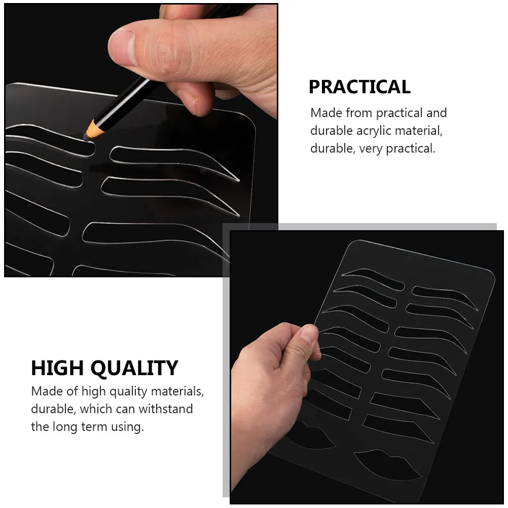 Sturdy Acrylic Eyebrow Drawing Mold Suitable for Needles Kits Machines Brow Stencil Template Eyebrow Shaping Practice Tool