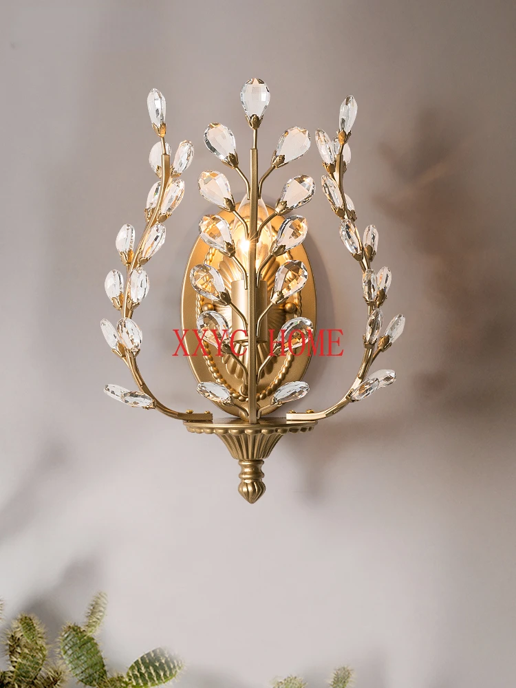 

American style countryside crystal wall lamp three colors