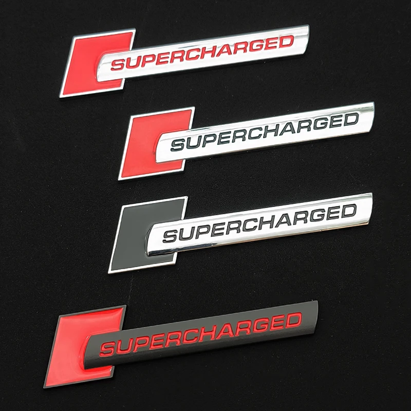 ثلاثية الأبعاد المعادن Supercharged شعار ملصقات السيارات الخلفي الجذع الحاجز شعار شارة مائي لأودي A3 A4 A5 A6 A7 A8 Q3 Q5 Q7 Q8 اكسسوارات