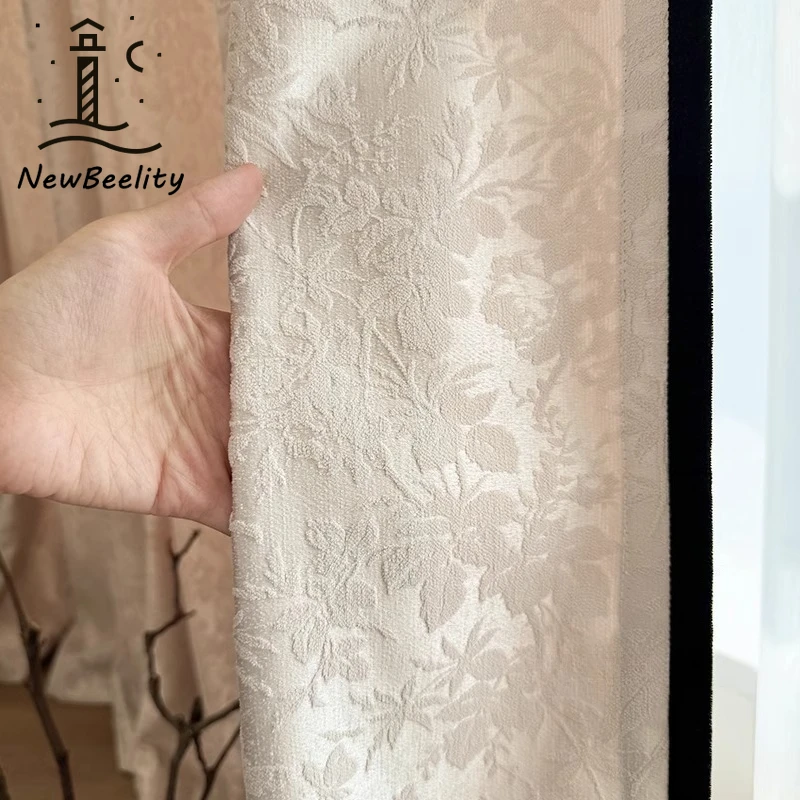 French Medieval Style Classical High Precision Jacquard Blackout Relief Chenille Curtains for Living Room Bedroom Dining Luxury