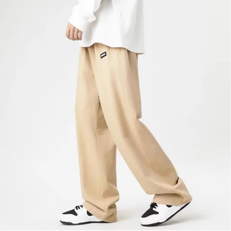 Daily elastic waist straight large-size cargo pants comfortable label male adolescent couple casual pants