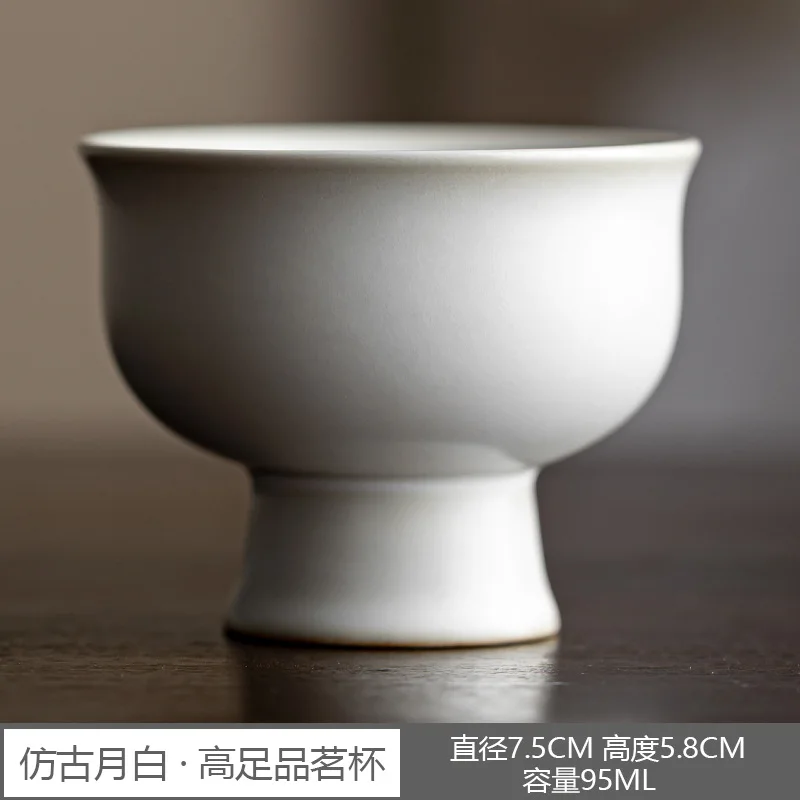 Antique Moon White Ceramic Tea Cup Simple Tea Bowl Personal Cup Kungfu Tea Set Octagonal Cup Zen Meditation Cup Souvenirs