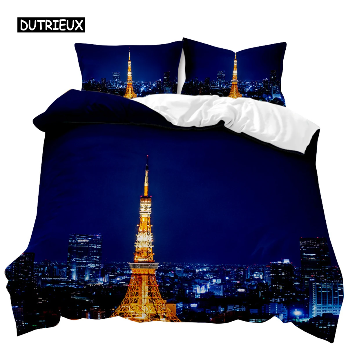 

City Building Duvet Cover Set Famous Building Theme Comforter Cover Teens Adults Double Queen King Size Polyester Qulit Cover