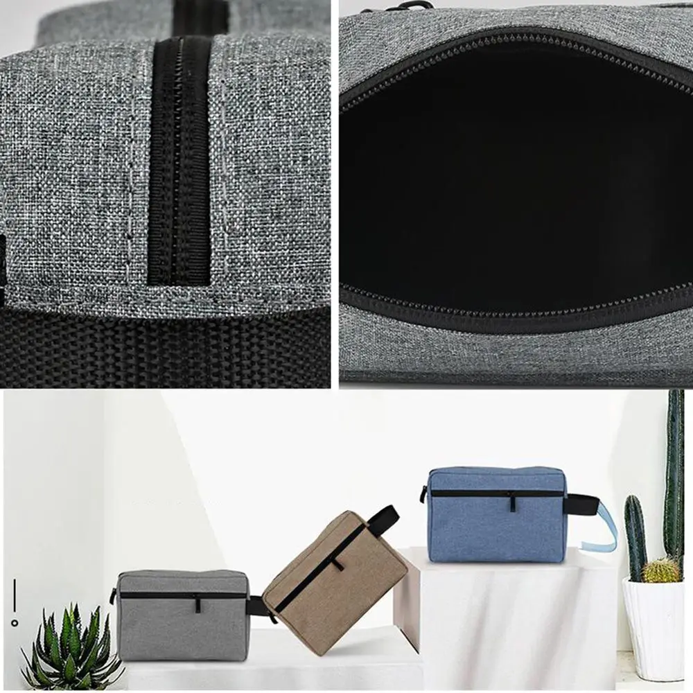 Fashion Canvas Cosmetic Bag Dust-proof Electronic Digital Storage Pouch Wash Handbag Makeup Necessities Case