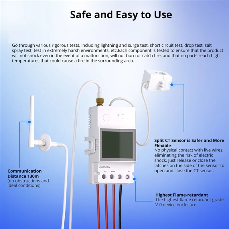 POWCT Ring Smart Power Meter ESP32 Chip Current Transformer 100A Energy Monitor Contacter Control Works With Alexa IFTTT-A31R