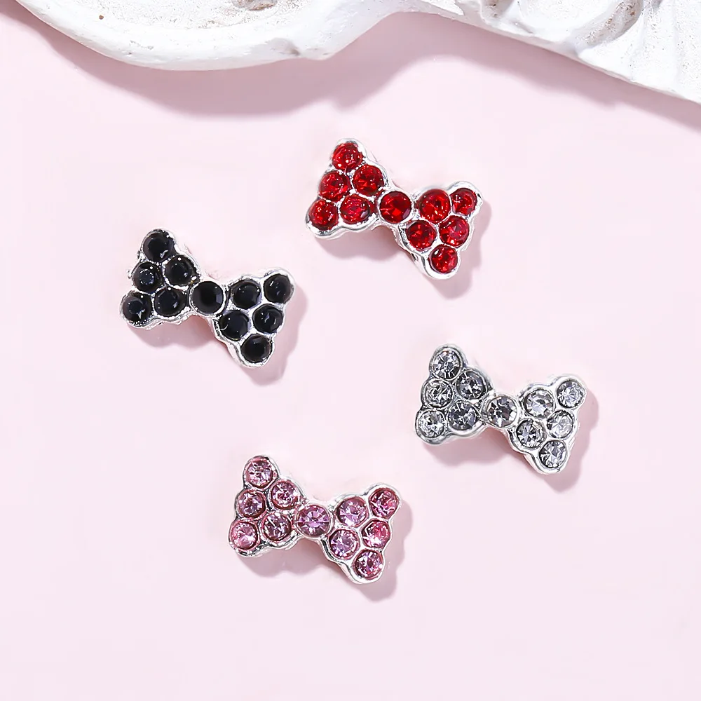 진주 악센트와 10Pcs 3D 합금 활 라인 석 네일 매력 멋진 매니큐어 디자인에 대 한 우아한 네일 아트 장식