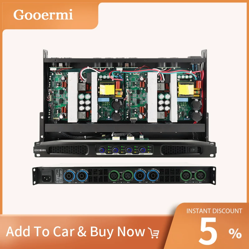 Gooermi 4 Channal Class D Digital Audio Power Amplifier Professional Speaker Amplifior DJ Subwoofer