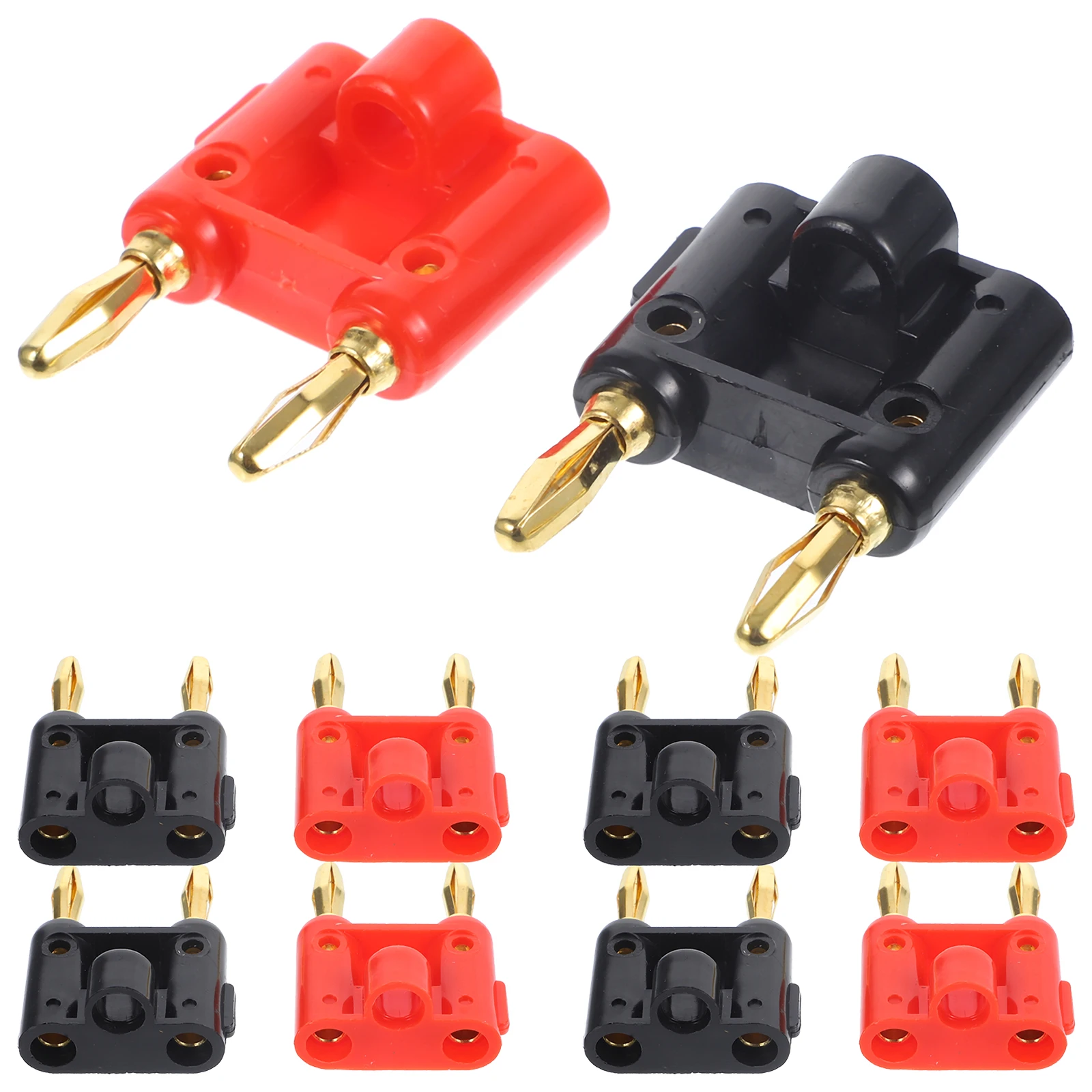 

10pcs Banana Plug Clip Dual 4mm Gold Plated Speaker Connector Audio Jack Adapter RCA Wire Electrical Equipment Compatibility