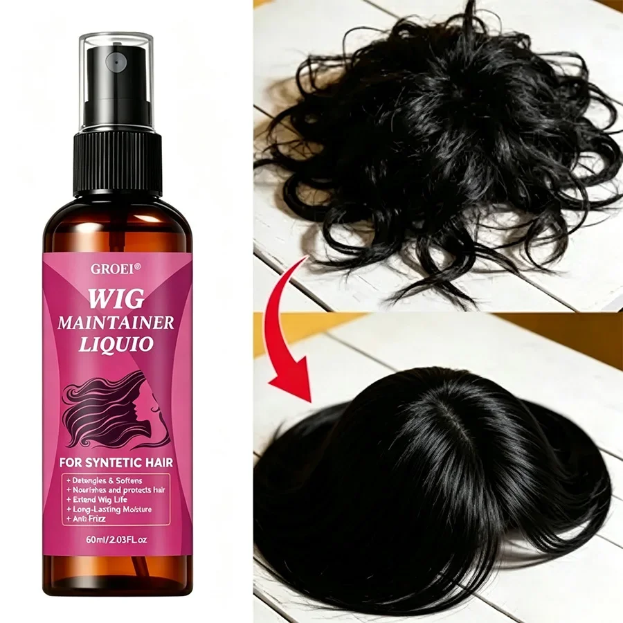 GROEI Anti‑Frizz Wig Maintainer Spray 60ml, Detangling Moisturizing Shine Care Liquid for Synthetic Hair Wigs - view 5