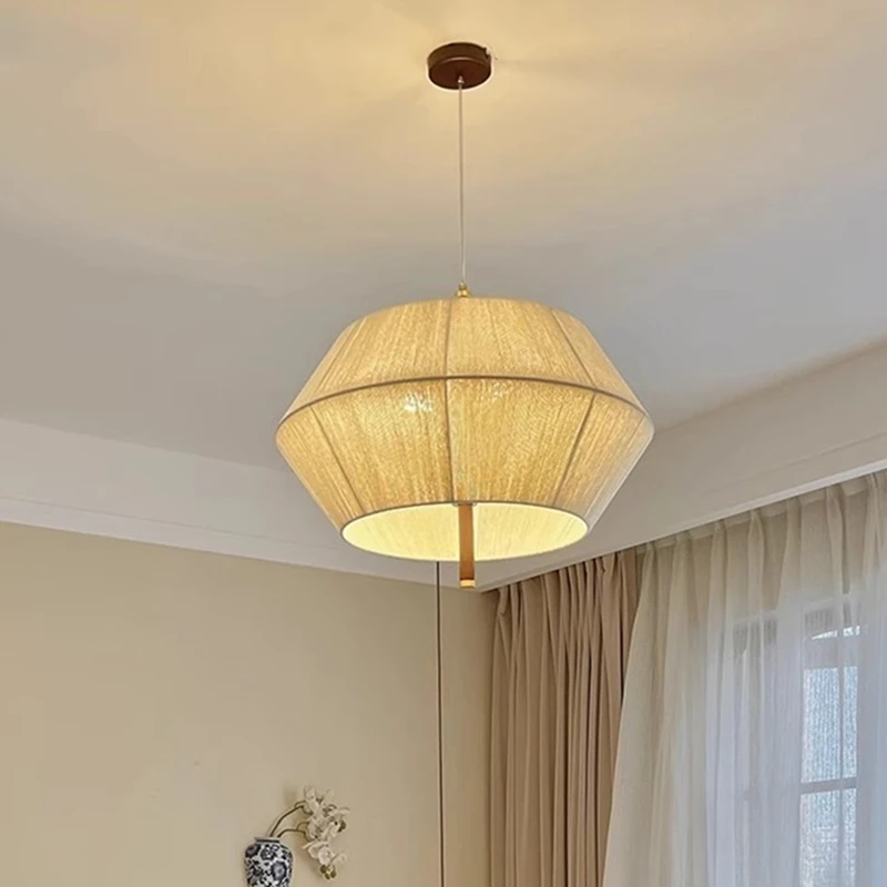 

Wabi Sabi Hemp Rope Pendant Lamp Japanese Dining Room Hanging Lamp For Villa Kitchen Island Bedroom LED Handmade Chandelier