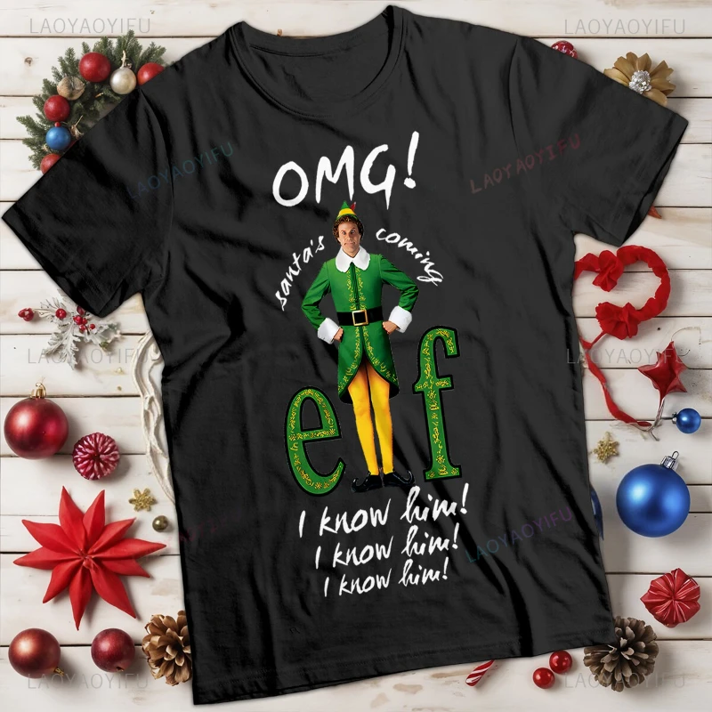 

Funny Mens and Womens Buddy The Elf I Know Him Christmas T-Shirt New Arrival Hot Sale Hipster Streetwear O-neck Pure CottonTees