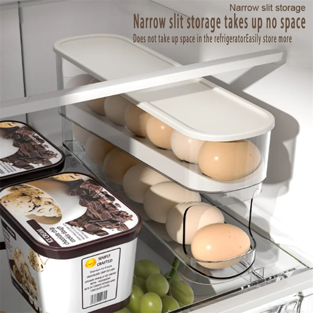 Auto Rolling Fridge Egg Organizer, Space Saving Eggs Dispenser for Refrigerator Storager, Home Egg Holder, 1 Pack