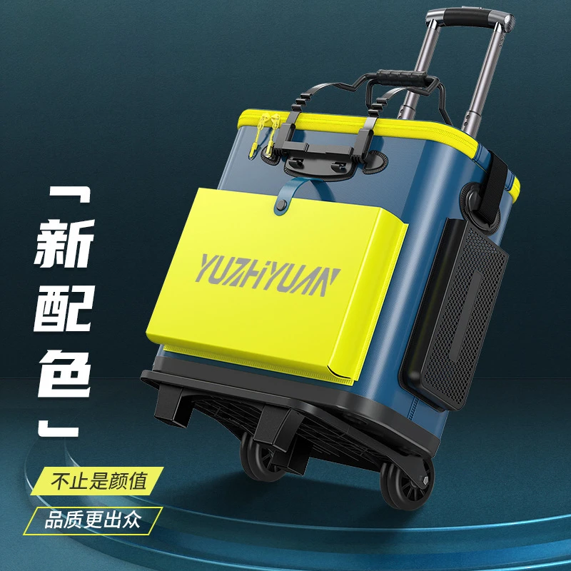 

Multifunction Fishing Bucket Live Fish Protection Bucket Large Capacity Thickened Fishing Tackle Boxes Tie Rod Case with Wheels
