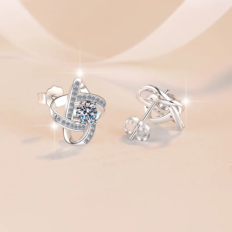 Little Windmill Fashion Stud Earrings Women's 0.5CT Moissanite PT950 Platinum - Cute windmill design,  daily vibrant style