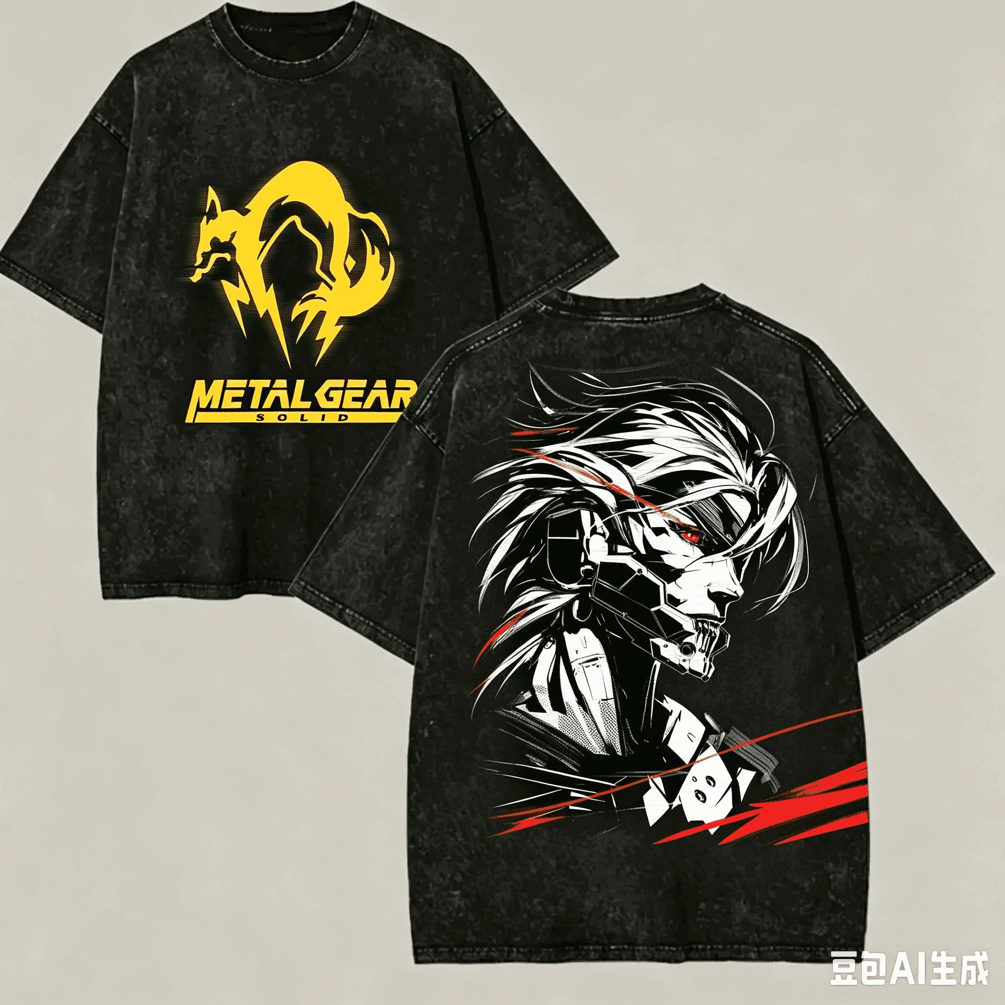 Metal Gear Solid Washed T shirt Anime Lover Harajuku New Model Oversized Vintage Loose Unisex personality Clothes hot product
