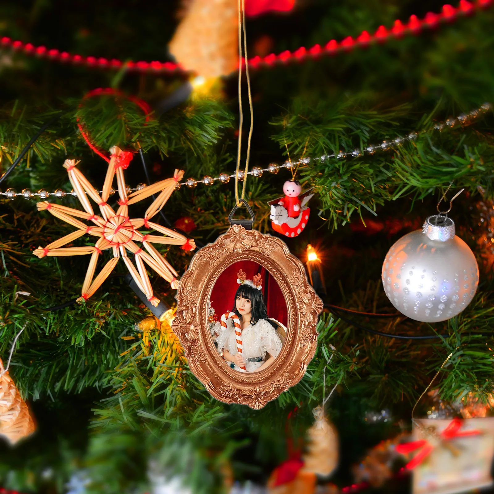 

Christmas Tree Photo Frame Decoration Gallery Frames Picture Mini Decorations Resin Art