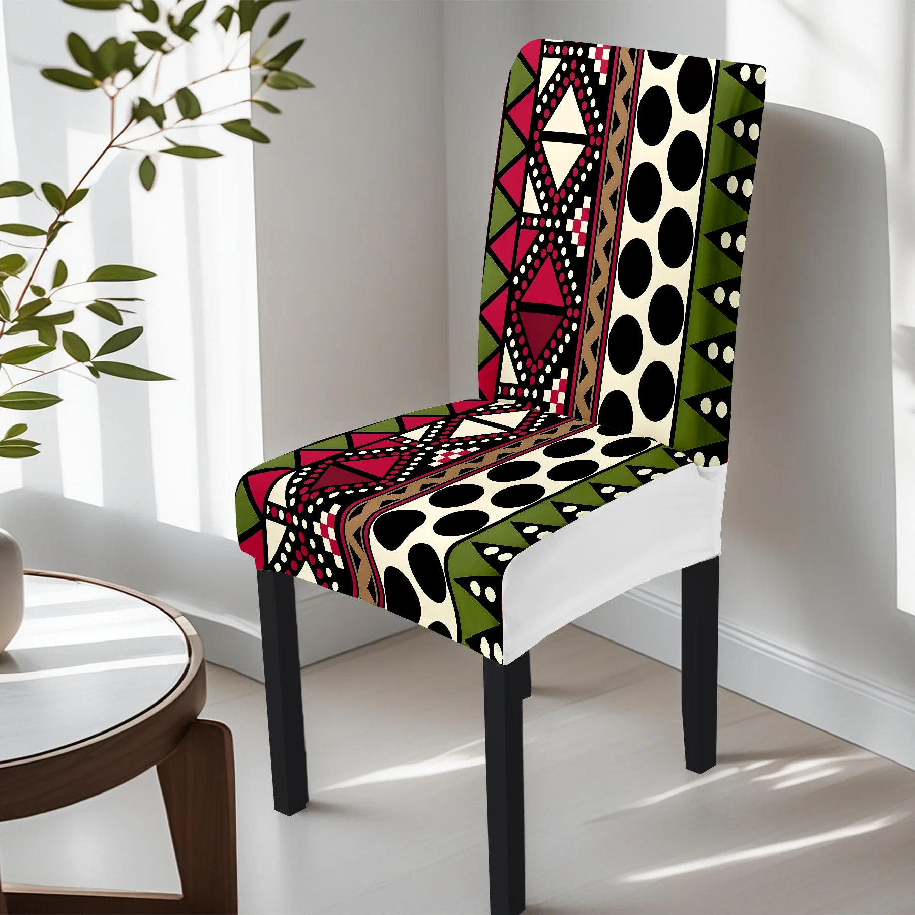 2024 New African Ethnic Geometric Print Elastic Chair Cover, All - inclusive Stretch Dining Chair Slipcover,