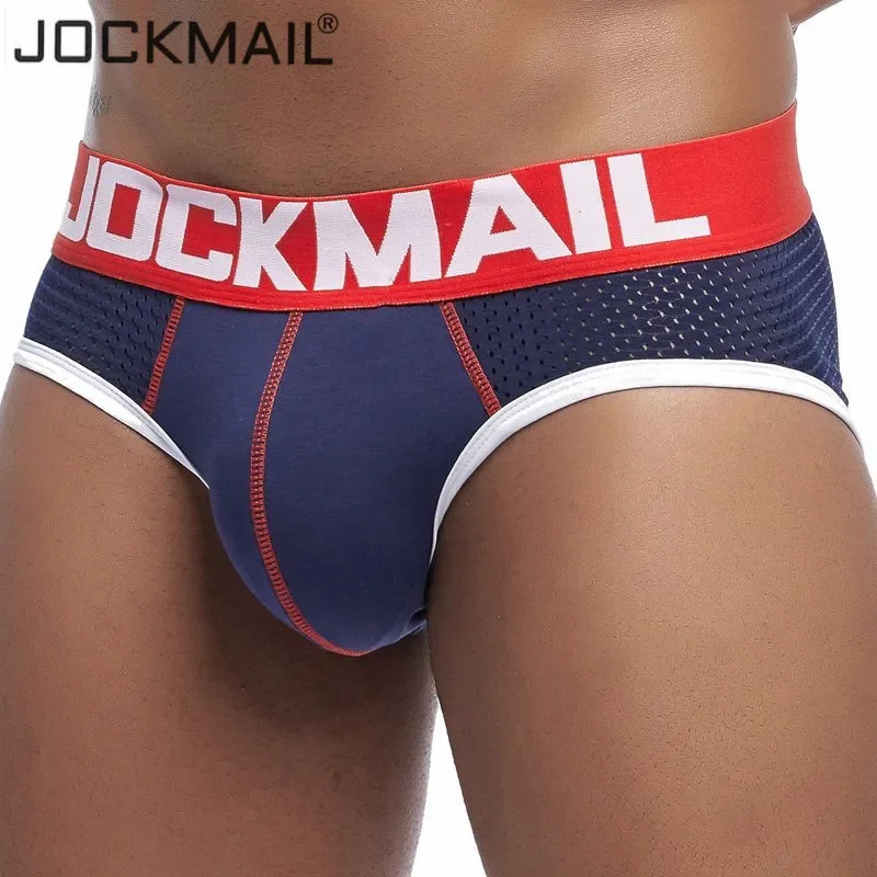 JOCKMAIL New Mesh Men Underwear Sexy Men Briefs Breathable Cotton Mens Slip Cueca Male Panties Underpants Gay Briefs men Shorts