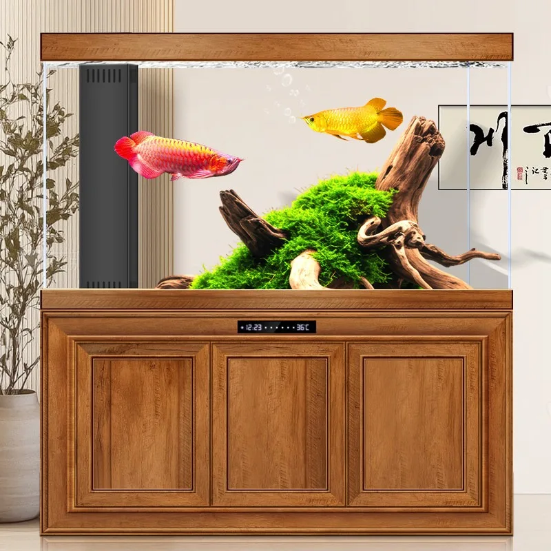 Chinese bottom filter entrance screen living room household ultra-white glass arowana tank aquarium intelligent constant tempera