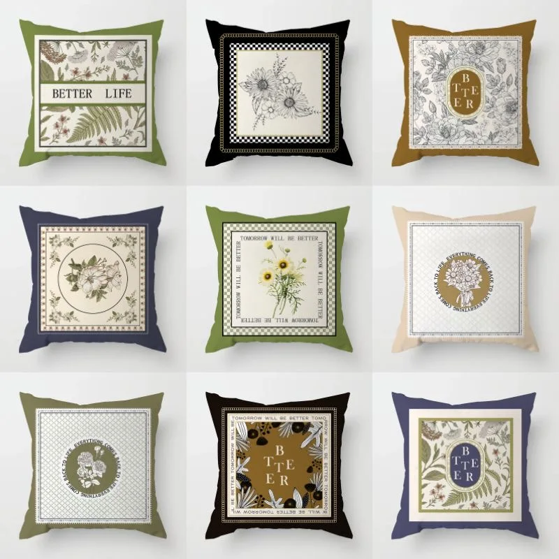 Retro Light Luxury American Pillowcase Living Room Sofa Cushion Cover Bedroom Bed Pillow Cover Square