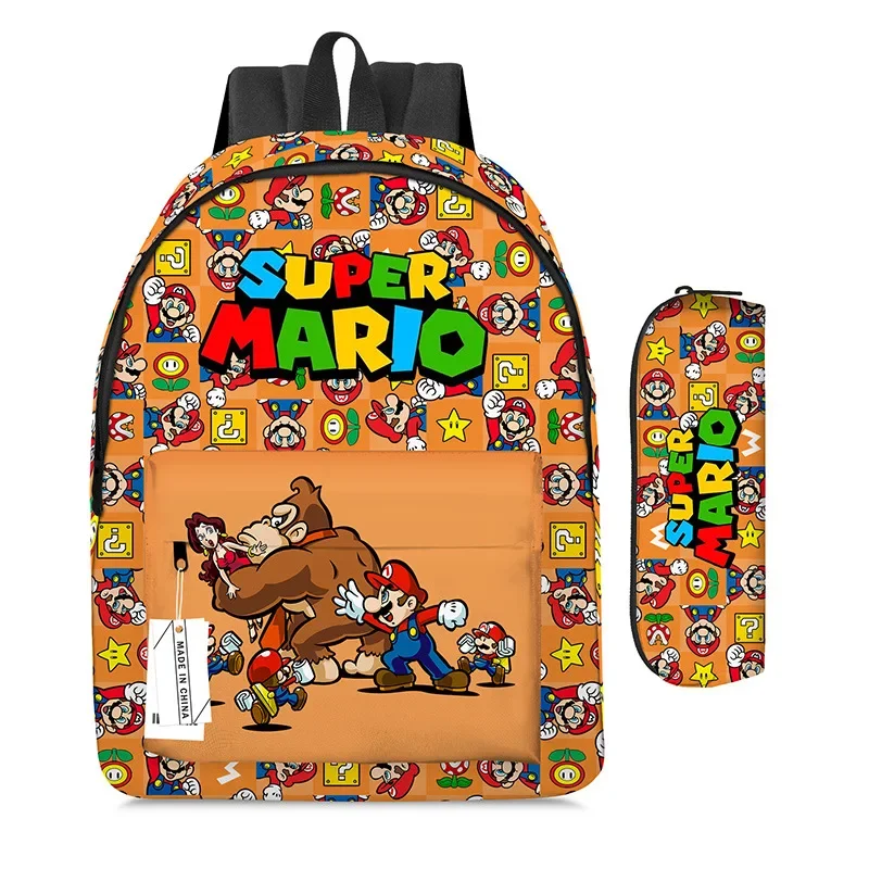 2 pz-set nuovo zaino Super Mario Mario borsa a tracolla Mario scuola elementare e media borsa scuola astuccio cartone animato