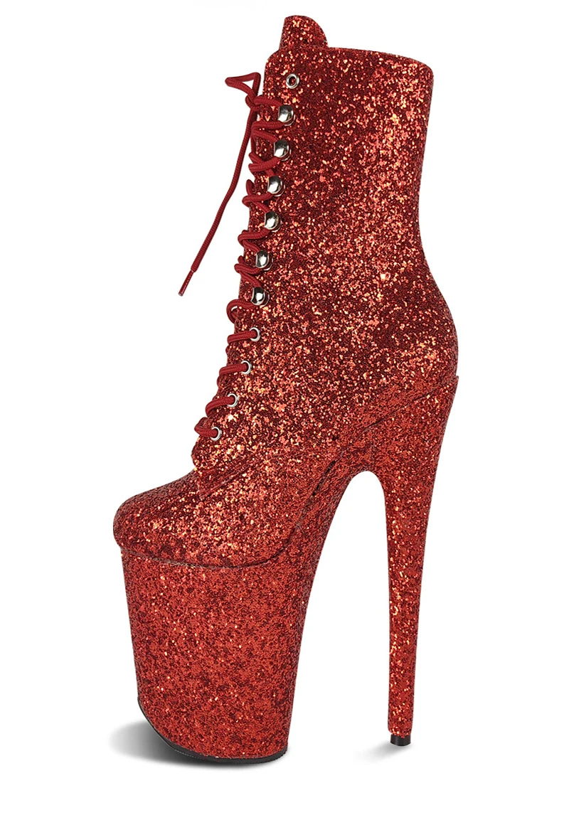 

New 20cm Glitt waterproof platform stiletto sexy boots nightclub pole dance shoes model catwalk large size pole dance boots